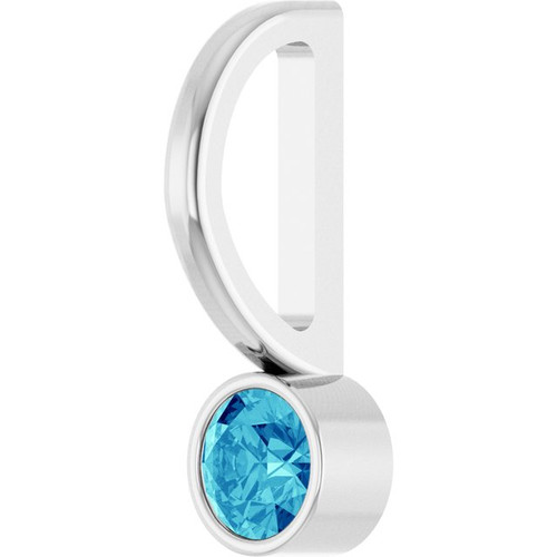 14K White Natural Blue Zircon Charm/Pendant