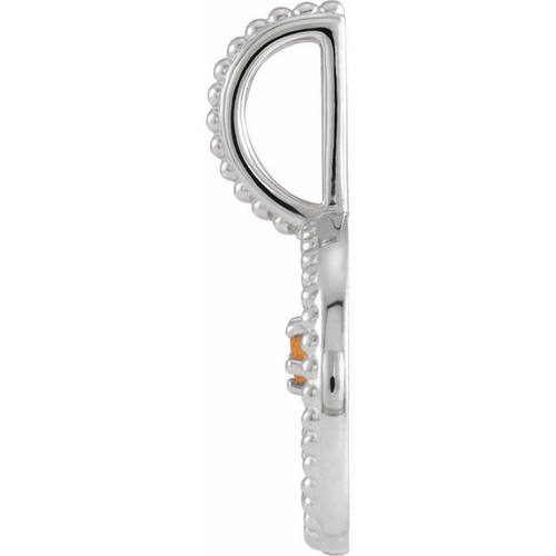 Sterling Silver Natural Spessartite Garnet & .075 CTW Natural Diamond Virgo Charm/Pendant