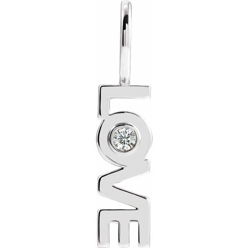 Sterling Silver .03 CT Natural Diamond Love Charm/Pendant