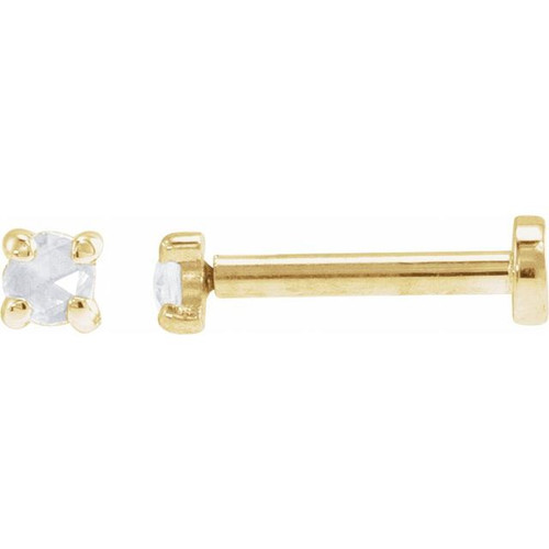 14K Yellow .02 CT Rose-Cut Natural Diamond Press Fit Back Stud Earring