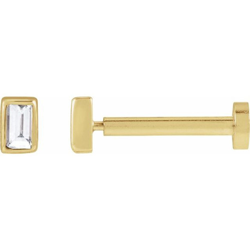 14K Yellow .03 CT Lab-Grown Diamond Press Fit Back Stud Earring