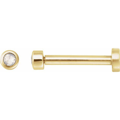 14K Yellow .01 CT Rose-Cut Natural Diamond Press Fit Back Stud Earring