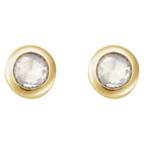 14K Yellow .01 CT Rose-Cut Natural Diamond Press Fit Back Stud Earring