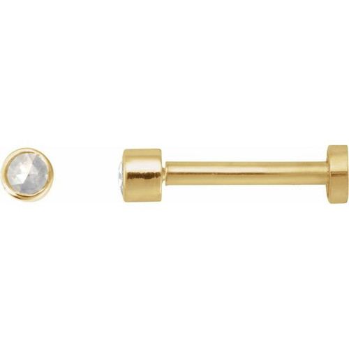 14K Yellow .03 CT Rose-Cut Natural Diamond Press Fit Back Stud Earring