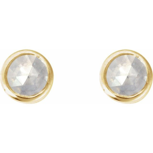 14K Yellow .03 CT Rose-Cut Natural Diamond Press Fit Back Stud Earring