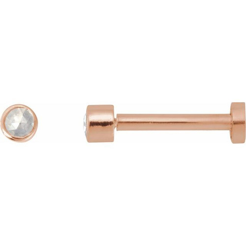 14K Rose .03 CT Rose-Cut Natural Diamond Press Fit Back Stud Earring