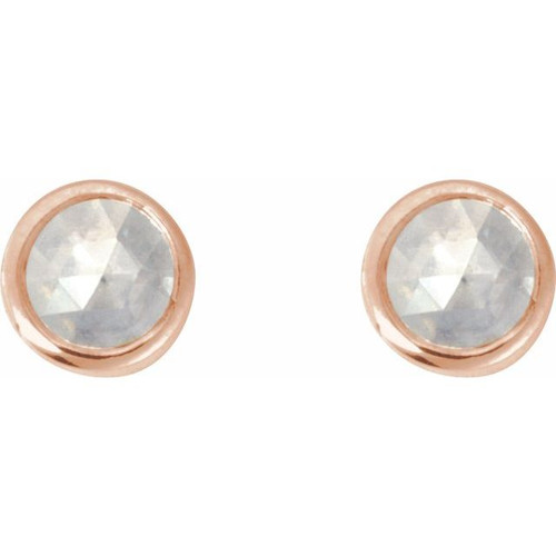 14K Rose .03 CT Rose-Cut Natural Diamond Press Fit Back Stud Earring