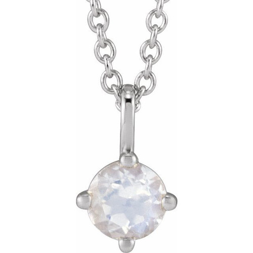 Sterling Silver Natural Blue Moonstone 18" Necklace 