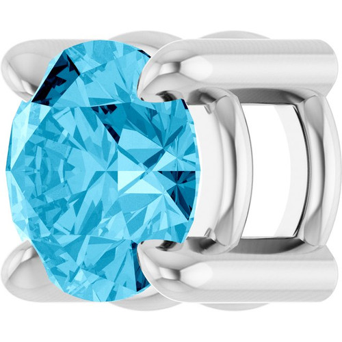 Sterling Silver 4 mm Natural Aquamarine Pendant