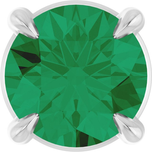 Sterling Silver 5 mm Lab-Grown Emerald Pendant