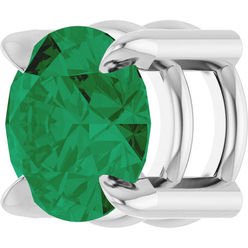 Sterling Silver 5 mm Lab-Grown Emerald Pendant