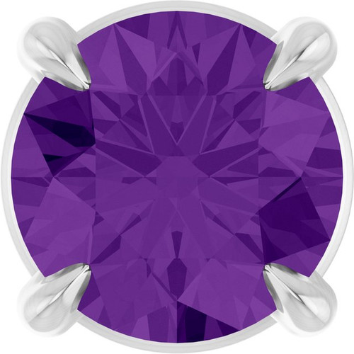 14K White 5 mm Natural Amethyst Pendant