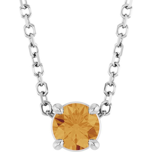Sterling Silver 4 mm Natural Citrine 16-18" Necklace