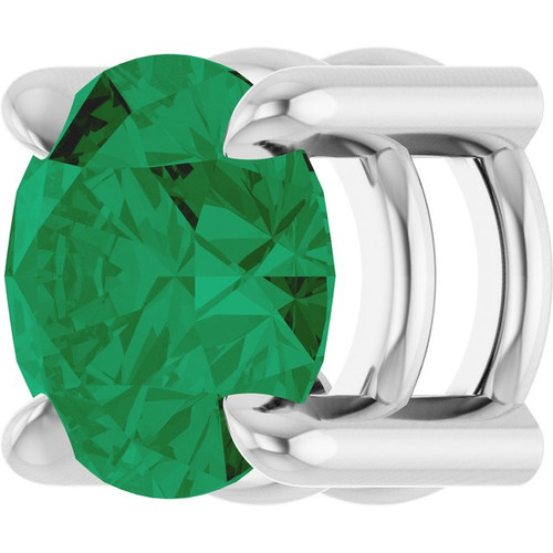 Sterling Silver 5.5 mm Lab-Grown Emerald Pendant