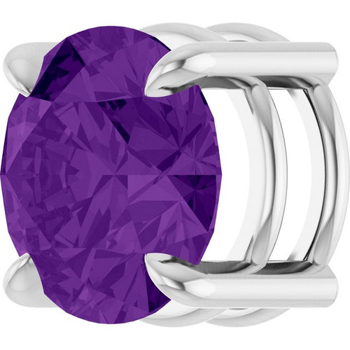 Sterling Silver 8 mm Natural Amethyst Pendant