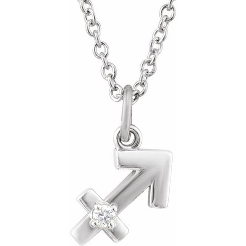 Sterling Silver .015 CT Natural Diamond Sagittarius Zodiac 16-18" Necklace