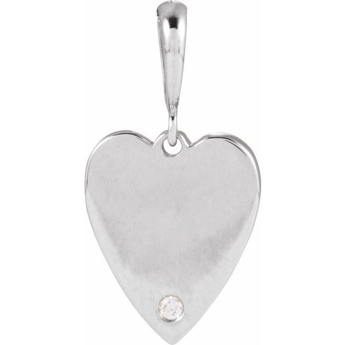 Sterling Silver .01 CT Natural Diamond Engravable Heart Pendant