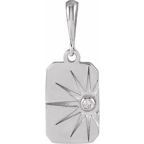 Sterling Silver .015 CT Natural Diamond Sun Pendant