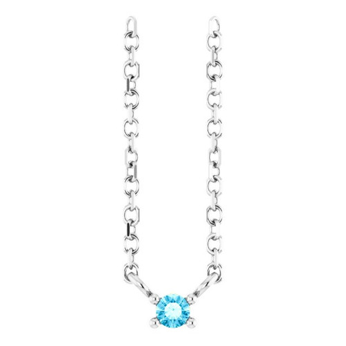 Sterling Silver Natural Aquamarine Bar 16" Necklace