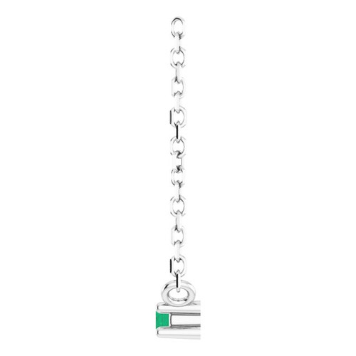 Sterling Silver Natural Emerald Bar 16" Necklace