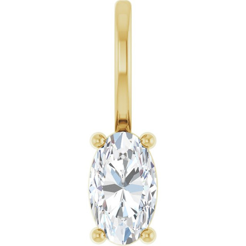 14K Yellow 5x3 mm Natural White Sapphire Charm/Pendant