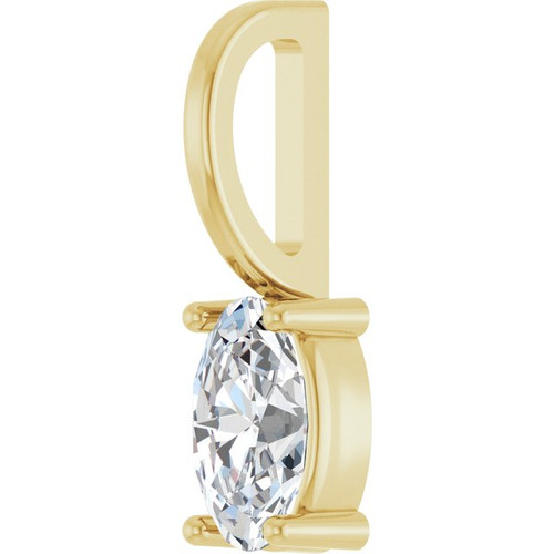 14K Yellow 5x3 mm Natural White Sapphire Charm/Pendant