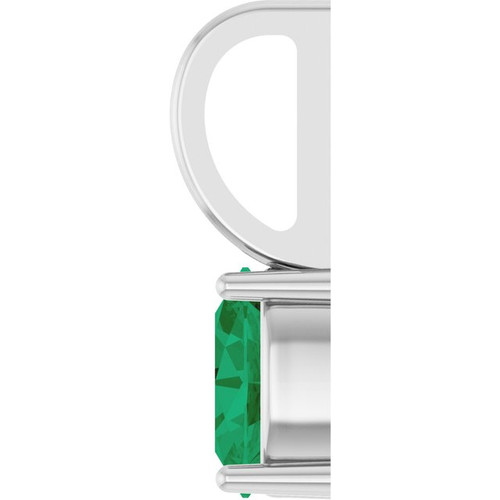 Sterling Silver 5x3 mm Lab-Grown Emerald Charm/Pendant