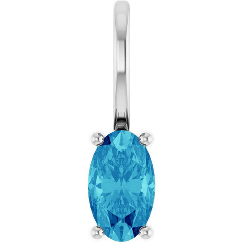 Platinum 5x3 mm Natural Blue Zircon Charm/Pendant