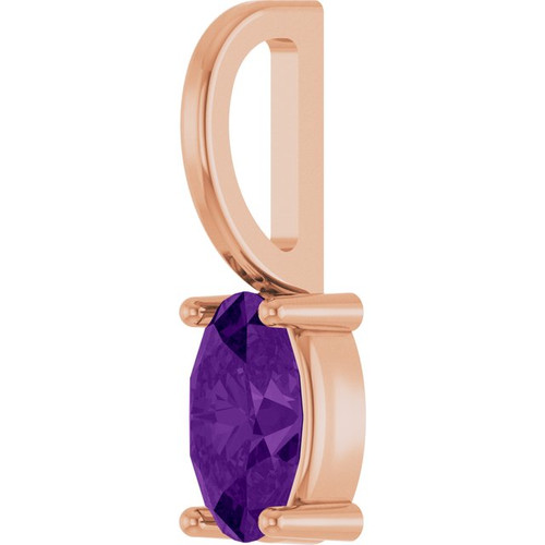 14K Rose 5x3 mm Natural Amethyst Charm/Pendant