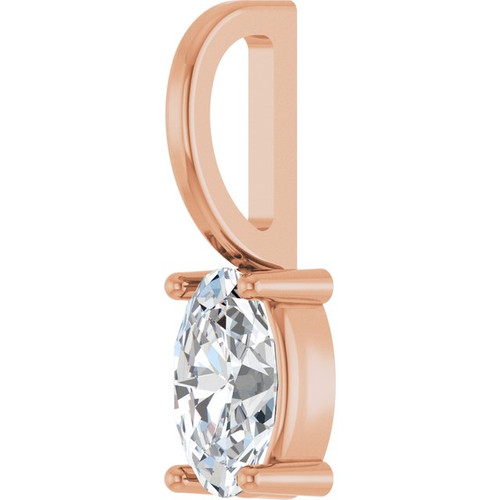 14K Rose 5x3 mm Natural White Sapphire Charm/Pendant