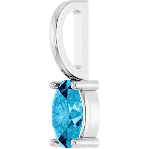 Sterling Silver 5x3 mm Natural Aquamarine Charm/Pendant