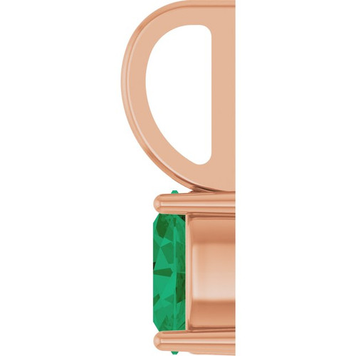 14K Rose 5x3 mm Lab-Grown Emerald Charm/Pendant