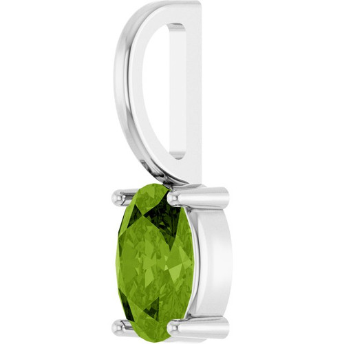 14K White 6x4 mm Natural Peridot Charm/Pendant