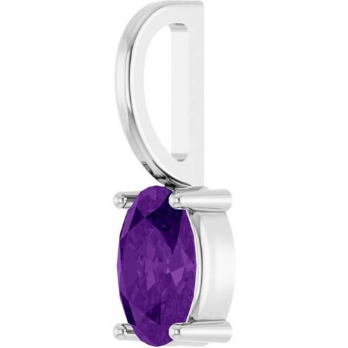 14K White 6x4 mm Natural Amethyst Charm/Pendant
