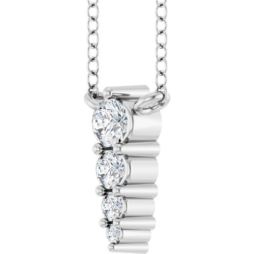 Sterling Silver 1/8 CTW Lab-Grown Diamond Graduated 18" Necklace