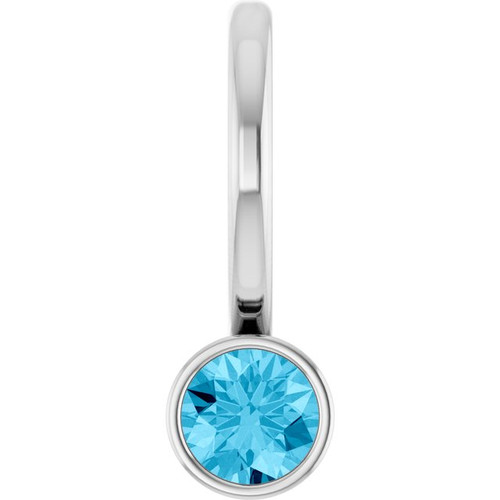Platinum Natural Aquamarine Charm/Pendant
