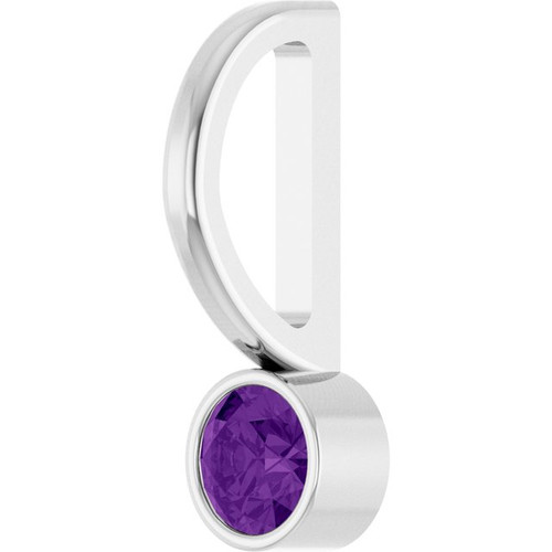 Platinum Natural Amethyst Charm/Pendant