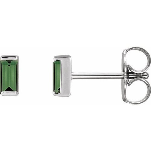 Sterling Silver 4x2 mm Straight Baguette Channel-Set Earring Mounting