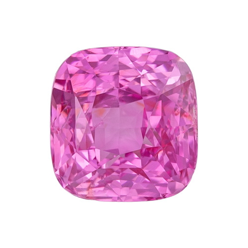 3.55 Carat Pretty Pink Sapphire Gem Stone, Cushion Shape, 7.82 x 7.43 x 6.2 mm, GIA