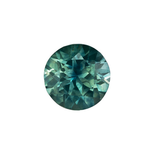 0.59 Carat Vivid Brilliant Blue Green Sapphire Round Cut Loose Gemstone