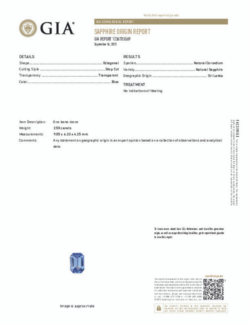 2.5 Carat Vivid Rich GIA Certified Blue Sapphire Emerald Cut Loose Gemstone