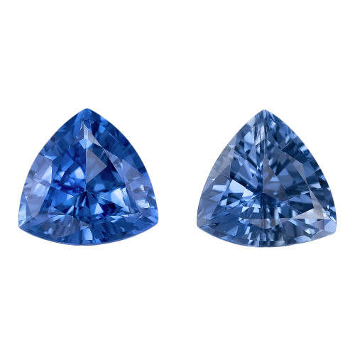 1.58 Carat Matching Blue Sapphires, Fine Gems, Trillion 6 x 6 mm Size