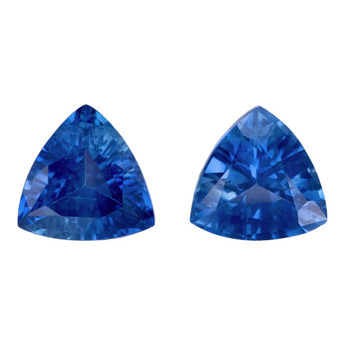 1.67 Carat Matching Blue Sapphires, Fine Gems, Trillion 6.1  mm Size