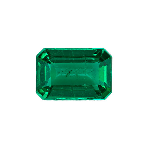 0.74 Carat Vivid Green Emerald Loose Gemstone, Octagon Shape, 6.2 x 4.2 mm Size