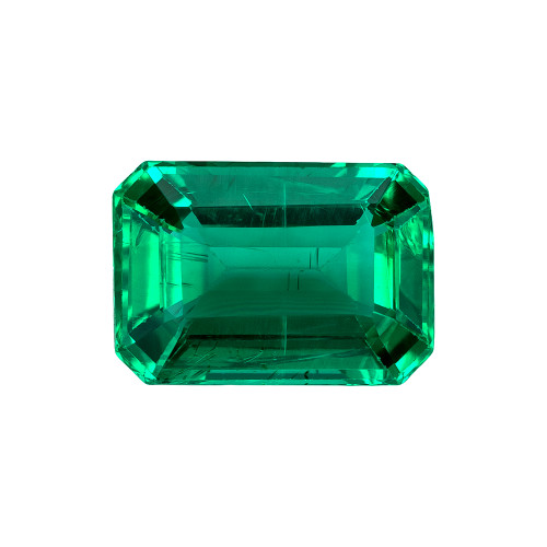 0.85 Carat Vivid Green Emerald Loose Gemstone, Octagon Shape, 7.1 x 4.9 mm Size
