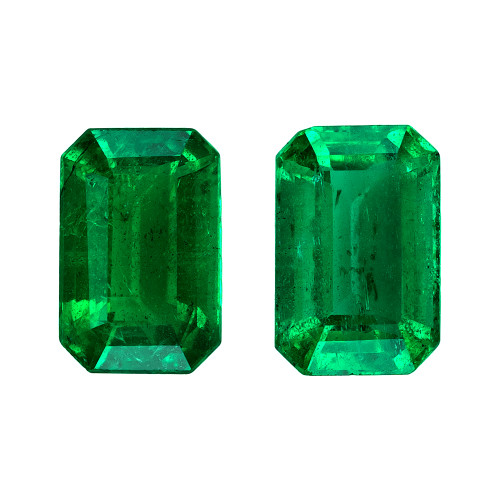 1.09 Carat Vivid Green Emerald Loose Gemstone, Octagon Shape, 6 x 4 mm Size