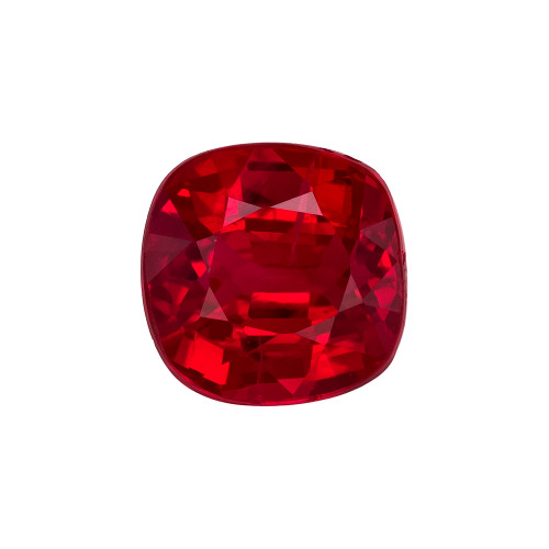 1.1 Carat Vivid Red Ruby Loose Gemstone, Cushion Shape 5.5 x 5.6 mm Size