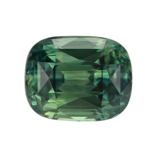 3.55 Carat Vivid Green Sapphire Loose Gemstone, Cushion Shape 8.8 x 7 mm Size