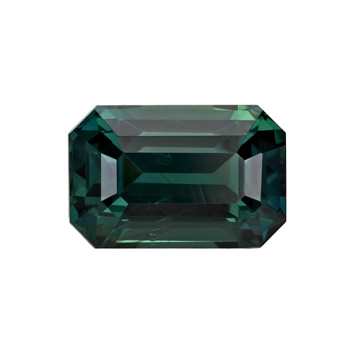 1.82 Carat Vivid Green Sapphire Loose Gemstone, Emerald Cut Shape 7.7 x 5.1 mm Size