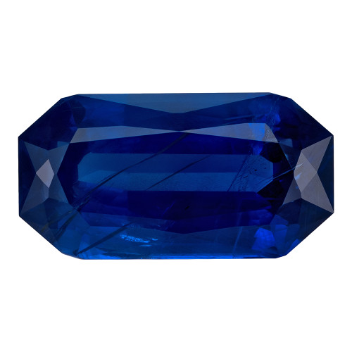 5.69 Carat Vivid Blue Sapphire Loose Gemstone, Emerald Cut Shape 13.27 x 6.96 x 5.61 mm Size